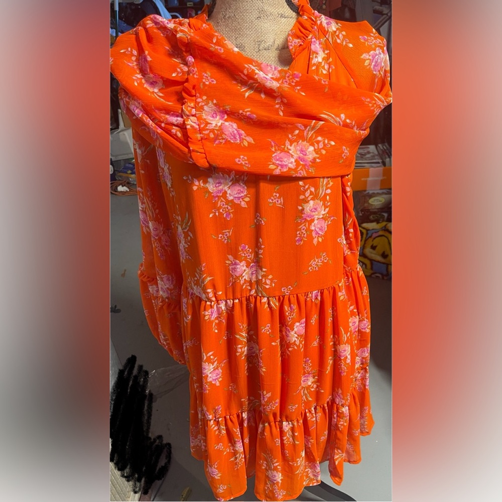 Vince Camuto Orange Floral Dress